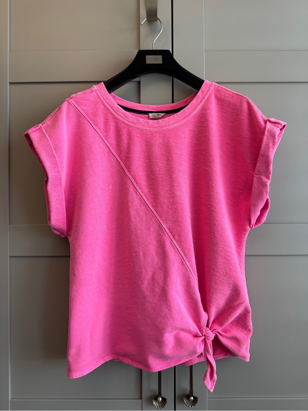 Pilcro Jordyn Towelling Tee Anthropologie Bright Pink Pullover Summer Beach Top